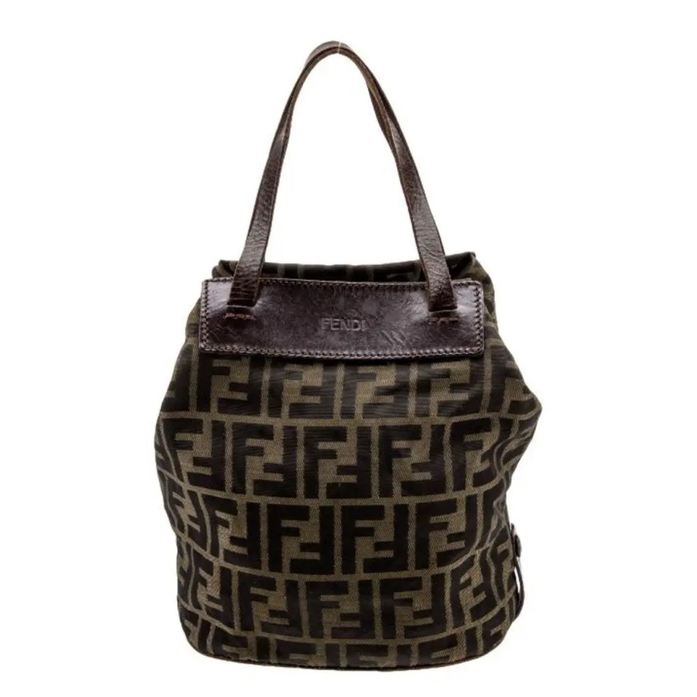 Authentic Fendi FF Vintage Zucca Canvas Mini Bag Small Handbag Tan Brown Y2K